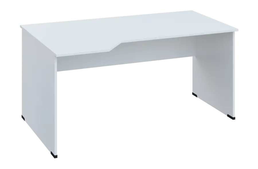 EZL 28 - 164 stůl kancelářský, rohový, levý, dřevěná podnož, deska 25 mm, široký 1600 mm, bílá